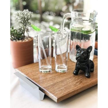 Imagem de Bandeja Decorativa em Madeira Linha Nexo Cor Branca 50x30cm