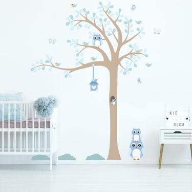 Imagem de Adesivo De Parede Árvore Coruja Baby 1,85M Azul - Quartinhos