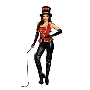 Imagem de Dreamgirl Fantasia adulta do Ringmaster, fantasia feminina sedutora de circo domadora de leão, fantasia de Halloween, Vermelho/preto, X-Large