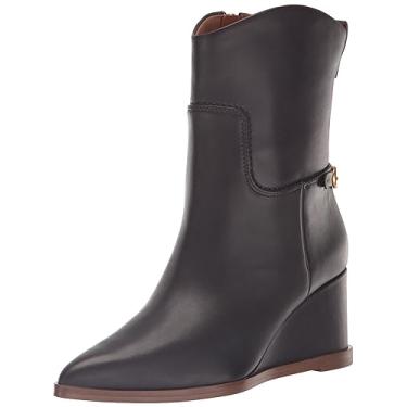 Imagem de Franco Sarto Bota feminina Etta bico fino anabela cano curto, Couro de berinjela, 9.5