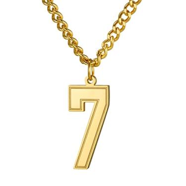 Imagem de Colar com número de joias GoldChic, colar unissex de aço inoxidável com cruz de beisebol/futebol/futebol/basquetebol com corrente de 55,88 cm + extensor de 5 cm (oferta de serviço