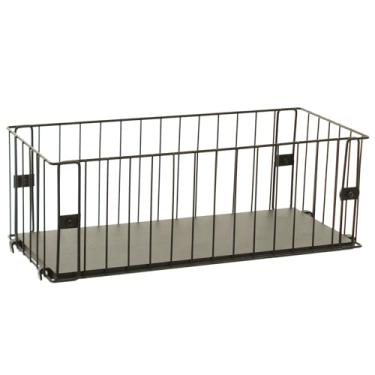 Imagem de Cesto Organizador de Parede Pequeno, Cor Preto Microtextura com Madeira Preta, Metaltru