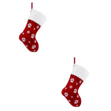 Imagem de Abaodam 2 Peças Meias De Natal Meias De Natal Em Massa Pendurado Pingente Lareira Meia Árvore De Natal Decoração De Árvore De Natal Meias Doces De Natal Poliéster Presente Para Animais De