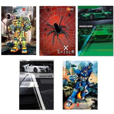 Imagem de Kit 5 Caderno Diferente 96 Folhas Costurado Menino Capa Dura