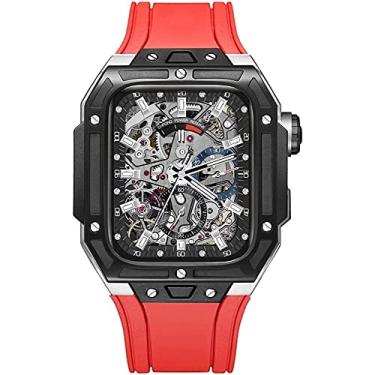 Imagem de BUDAY Kit de Retrofit de Caixa de Aço Inoxidável 316L Fluororubber Pulseira de Relógio, Para Apple Watch Band Series 7 45mm 44mm, Capa de Metal de Proteção Tática para Homens Kit Mod de Relógio (Cor: