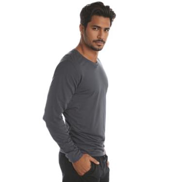 Imagem de Camisa Camisetas Manga Longa Térmica Masculina Segunda Pele Proteção Uv (M, Cinza Escuro)