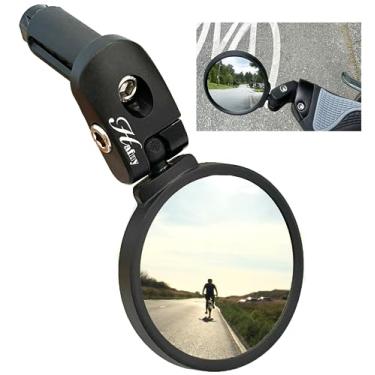 Imagem de Hafny Espelho para bicicleta/bicicleta, lente de aço inoxidável, ciclo retrovisor ajustável seguro/espelho E-bike, HF-MR083 (preto 62 mm)