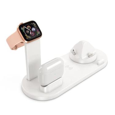 Imagem de Carregador Sem Fio, Suporte Para Iwatch, Charging Stand Dock Station Para AirPods Pro Suporte Para Bases De Carga, Suporte Para Iwatch 7/6/5/4/3/2/1 NightStand Mode E Para IPhone Series.