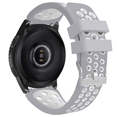 Imagem de Pulseira 22mm Esportiva compatível com Samsung Galaxy Watch 3 45mm - Galaxy Watch1 46mm - Gear S3 Frontier - Amazfit GTR 47mm - Amazfit GTR 2 - Amazfit GTR 3 PRO - Marca LTIMPORTS (Cinza/Branco)