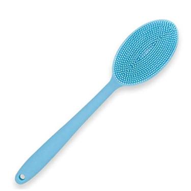 Imagem de Loofah Esfoliante Corporal 2 em 1 Esfregão de silicone para rosto e corpo - Escova de banho de silicone Esponja de banho Loofa Azul