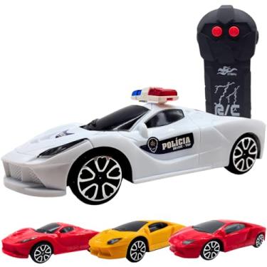 Imagem de carrinho de controle remoto brinquedo menino 3 anos criança 3 anos carro de policia presente dia das crianças (Branco)