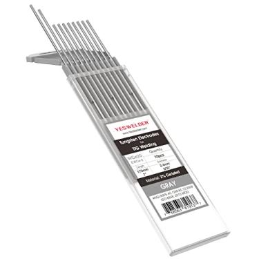 Imagem de Eletrodo de tungstênio de soldagem TIG YESWELDER 10 unidades 2% Ceriado (cinza, WC20), Tungsten Electrode 2% Ceriated (Gray, EWCe-2), 3/32"