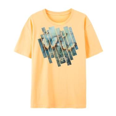 Imagem de Camisetas de arte de borboleta, camiseta fofa de verão com borboleta e flor, camiseta gráfica para homens e mulheres., 2 - laranja claro, P