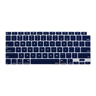 Imagem de Capa de teclado MOSISO compatível apenas com MacBook Air de 13 polegadas, versão 2020, A2337 M1 A2179, teclado mágico retroiluminado com tela retina e ID sensível ao toque, película de silicone protetora à prova d'água, azul marinho