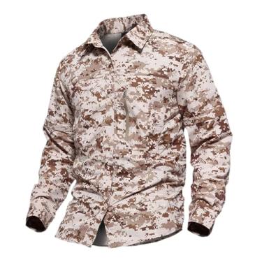 Imagem de Camiseta tática masculina, camuflada, militar, combate, de verão, manga comprida, para uso ao ar livre, respirável, trilhas, 2ha, M