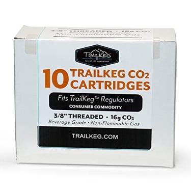 Imagem de TrailKeg CO2 Cartridges, Food Grade and Beverage Grade Non-Lubricated Co2 Dispensing Accessory for Cocktails, Seltzers, Carbonated Growlers and Mini Kegs 16g, 16 grams, 10-Pack