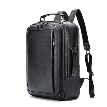 Imagem de Mochila masculina de couro genuíno de 38 cm para laptop para viagens, passeios de fim de semana, trilhas, mochila de ombro, A