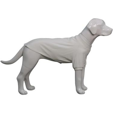 Imagem de Lovelonglong Camiseta canelada para cães de malha de algodão para todas as estações, camisetas para cães grandes, médios e pequenos, branco M