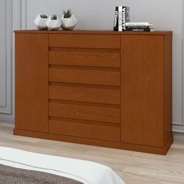 Imagem de Cômoda 2 Portas 7 Gavetas 3 Prateleiras Vedra Frassino