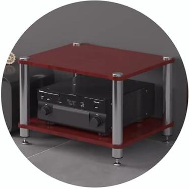 Imagem de Rack hifi av 2/3/4 camadas, suporte de tv, amplificador, equipamento, gabinete, prateleiras de armazenamento de mídia, suporte hifi, tocador de gravação, marrom, 60 * 48 * 40cm (2 camadas)