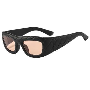 Imagem de Óculos de sol masculino ao ar livre tons escuros feminino óculos de sol quadrado tecer grade uv400,2, um tamanho