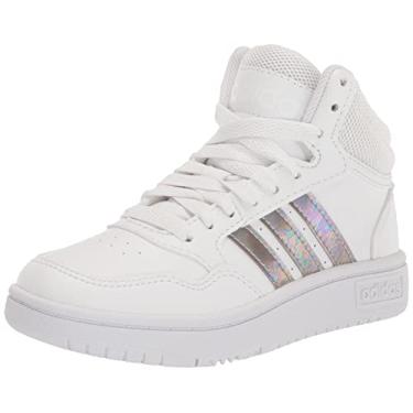 Imagem de adidas Tênis de basquete feminino Hoops 3.0 Low, Branco/Branco., 11 Little Kid