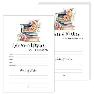 Imagem de HOUSPEAK Cartões florais de conselhos e desejos de formatura para celebração ou anúncio de graduação do ensino médio, 20 conjuntos de cartões de conselhos de pós-graduação, suprimentos para festas de