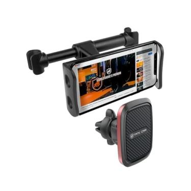 Imagem de Gshield Suporte Veicular Magnético com 6 Imãs e Base Ajustável 360º + Suporte para Encosto do Carro para Celular e Tablet de até 11 Polegadas, Tank Car Preto