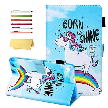 Imagem de UUcovers Capa fólio para Samsung Galaxy Tab A7 Lite 8,7 polegadas modelo 2021 (SM-T225/T220) com suporte para lápis, suporte multivisualização, magnético, leve, couro PU, capa à prova de choque, unicórnio arco-íris