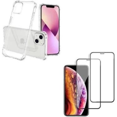 Imagem de Kit 2 Películas 3D Vidro + Capa Capinha Transparente para Iphone 13 - 