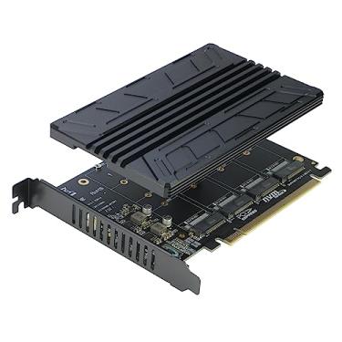 Imagem de Adaptador Quad NVMe PCIe, placa controladora RIITOP NVMe de 4 portas para PCI-e 4.0/3.0 x16 Expand com dissipador de calor para SSD M.2 NVMe 2280/2260/2242/2230 M.2 (necessidade de bifurcação PCI-e)