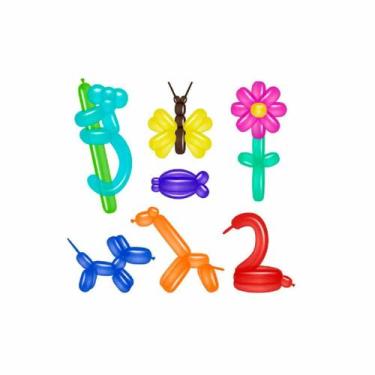 Imagem de Balão Bexiga Canudo Palito 260" Liso Sortido 50 un Modelagem Escultura