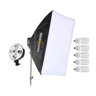 Imagem de Kit Softbox 50x70cm Profissional + 5 Lâmpadas 135w 220v - TUDOPRAFOTO