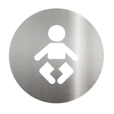 Imagem de Placa de Sinalização para Banheiro Fraldário Inox Escovado Biosin Biov