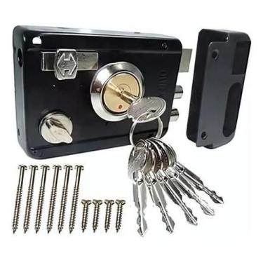 Imagem de Fechadura Porta Tetra Preta Portão Anti Furto Segunda Trava - AGS