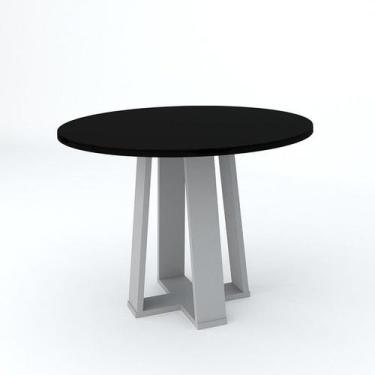 Imagem de Mesa de Jantar Redonda Isabela 100x100 cm Off White Com Preto New Ceva
