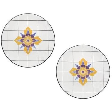 Imagem de Kit 2 Pratos Rasos 28Cm Porcelana Coup Grid Oxford, Porcelana, 6 peças