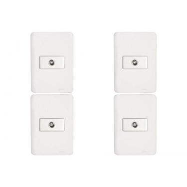 Imagem de Kit C/4 - Conjunto Perlex Aros 4X2 Branco Com Placa(1Toma...