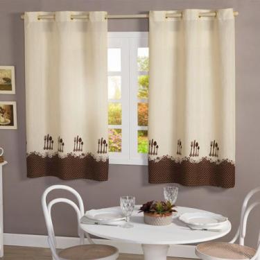 Imagem de Cortina Cozinha Estampada Tecido Linhão 2,20 x1,40  - Feffo Cortinas, 