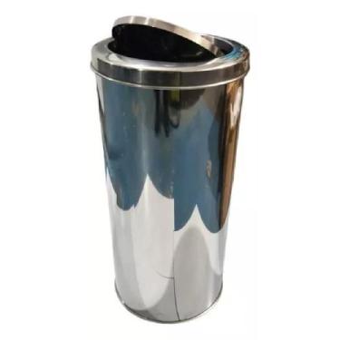 Imagem de Lixeira De Inox 50 Litros Tampa Basculante Áreas De Ler - Onixlimp