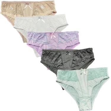 Imagem de Kit 5 Calcinha Senhora Calçola Com Renda Fristyle Microfibra Feminina 