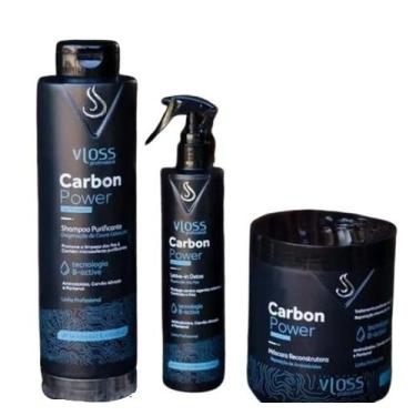Imagem de Kit Vloss Carbon Power Shampo+Máscara 2x1L + Leave-in 300ml
