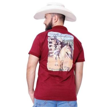 Imagem de Camiseta Muladeiros Masculina Country Gola Polo Bordô - Jopper Bulls, 