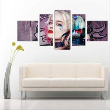Imagem de Quadro Decorativo Arlequina Mosaico Com 5 Peças Salas Quartos - Vital
