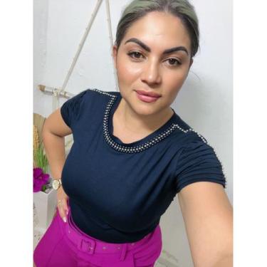 Imagem de Blusa Viscolycra Premium com Pedraria no Ombro - TOQUE FEMININO, Azul 