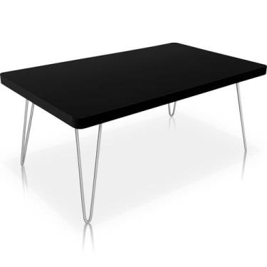 Imagem de Mesa de Centro Dublin Retangular em Aço e MDF Clean - Prata e Preta - 