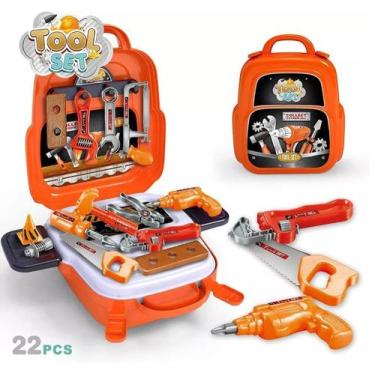 Imagem de Brinquedo Infantil Maleta Mochila Kit de Ferramentas e Acessórios 3 em