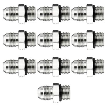 Imagem de Racewill Pacote com 10 adaptadores de mangueira hidráulica: 3/20.3 cm JIC 37° macho x #6 SAE/ORB rosca macho, kits de encaixe de tubo reto com capa de proteção