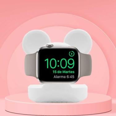 Imagem de Lindo carregador de mouse para Apple Watch, suporte de mesa de silicone para iWatch, suporte de estação de carregamento compatível com todas as séries Apple Watch Ultra/SE/8/7/6/5/4/3/2/1 (não inclui