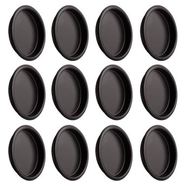 Imagem de HOMOTEK Puxador de dedo para porta de armário com 12 unidades, fácil encaixe na instalação, bronze polido a óleo, serve para uma abertura de 1,5 cm de profundidade x 6,3 cm de diâmetro